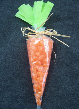 Complete how to instructions for making a jelly bean carrot for Easter